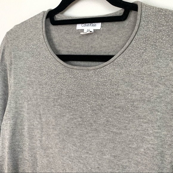 Calvin Klein Gray Silver Studded Sweater - Picture 2 of 6
